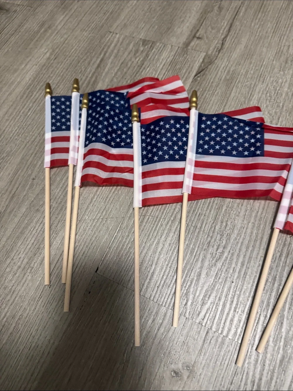 12 Mini American Stick Flags - Red, White & Blue Party Pack